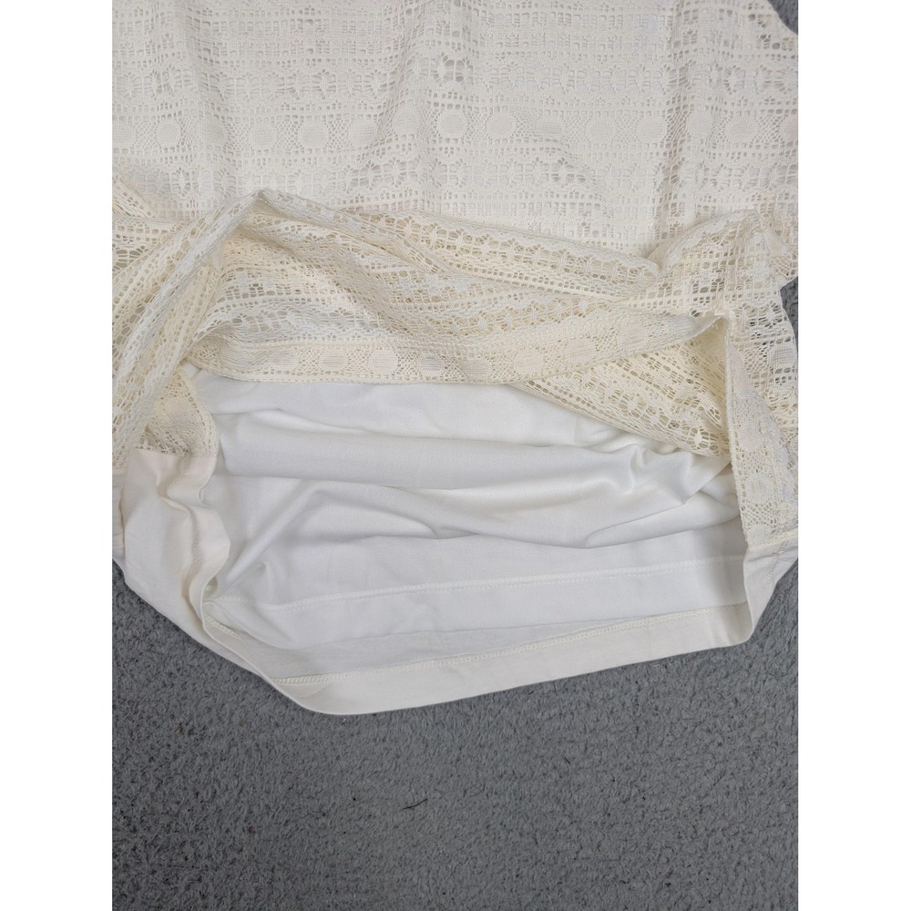 Ann Taylor Tank Top Womens Medium Petite Ivory Lace Overlay Lined Sleeveless‎ - Picture 5 of 10